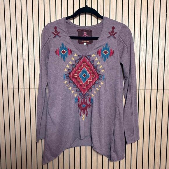 Johnny Was Tops - 206 Johnny Was JWLA Joy Love Light Embroidered Long Sleeve Top (XS, EUC)